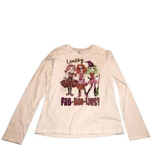 girls x-large 14/16 white "fab-boo-lous" Halloween graphic long sleeve shirt